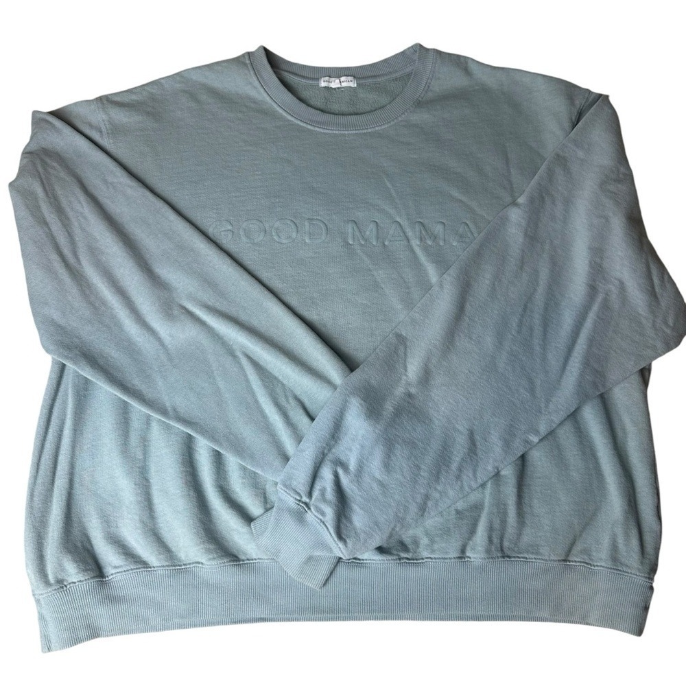 Good American "Good Mama" Puff‎ Print Oversized Slouchy Baggy Sweatshirt Plus 2X